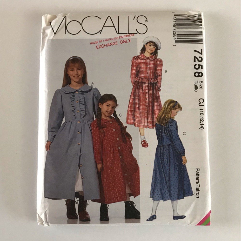🧵3for12🧵 VTG McCall’s Pattern 7258 Girl’s Dress Petticoat
